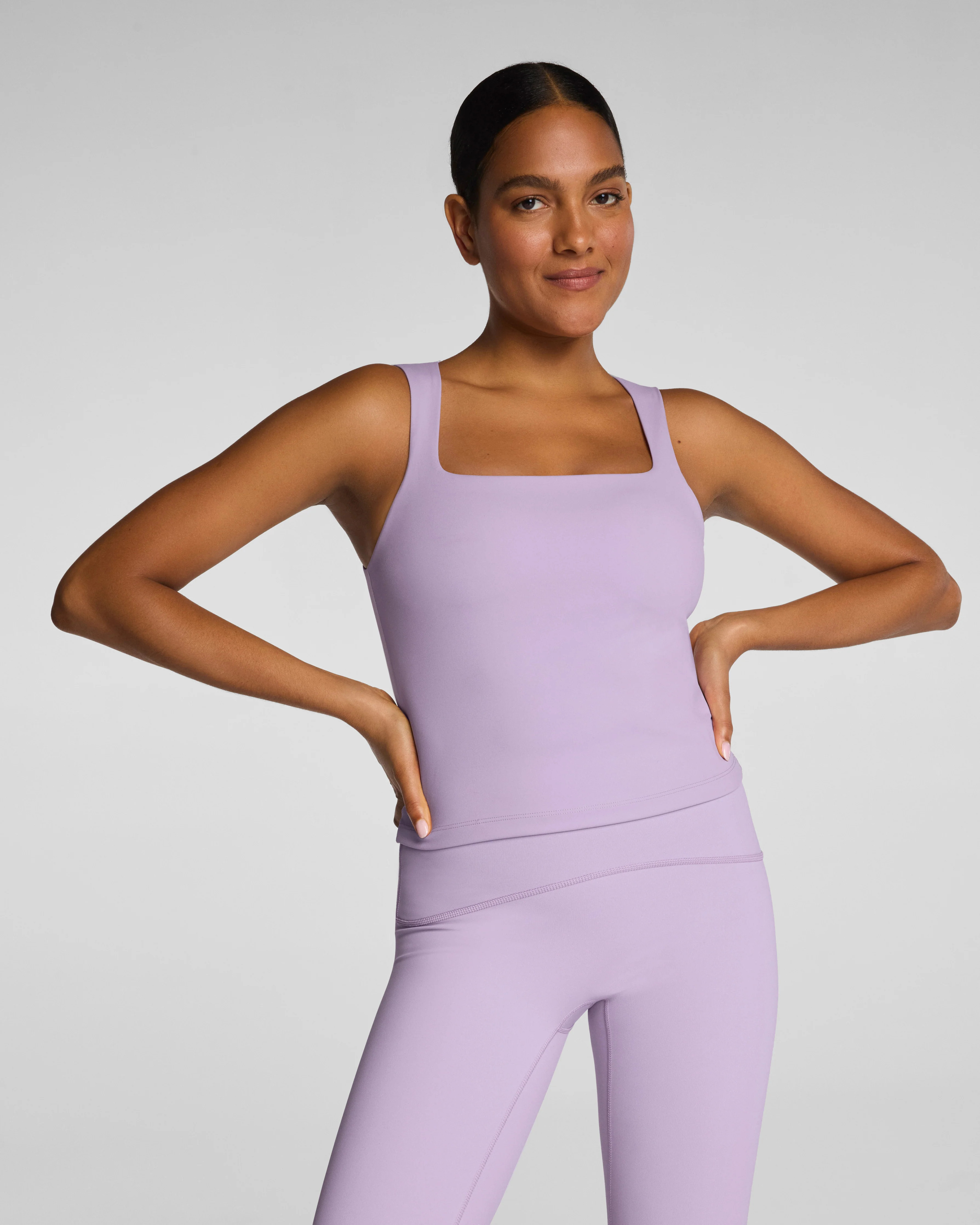 Square Neck Shelf Bra Tank Top – Get Moving | SPANX | Spanx