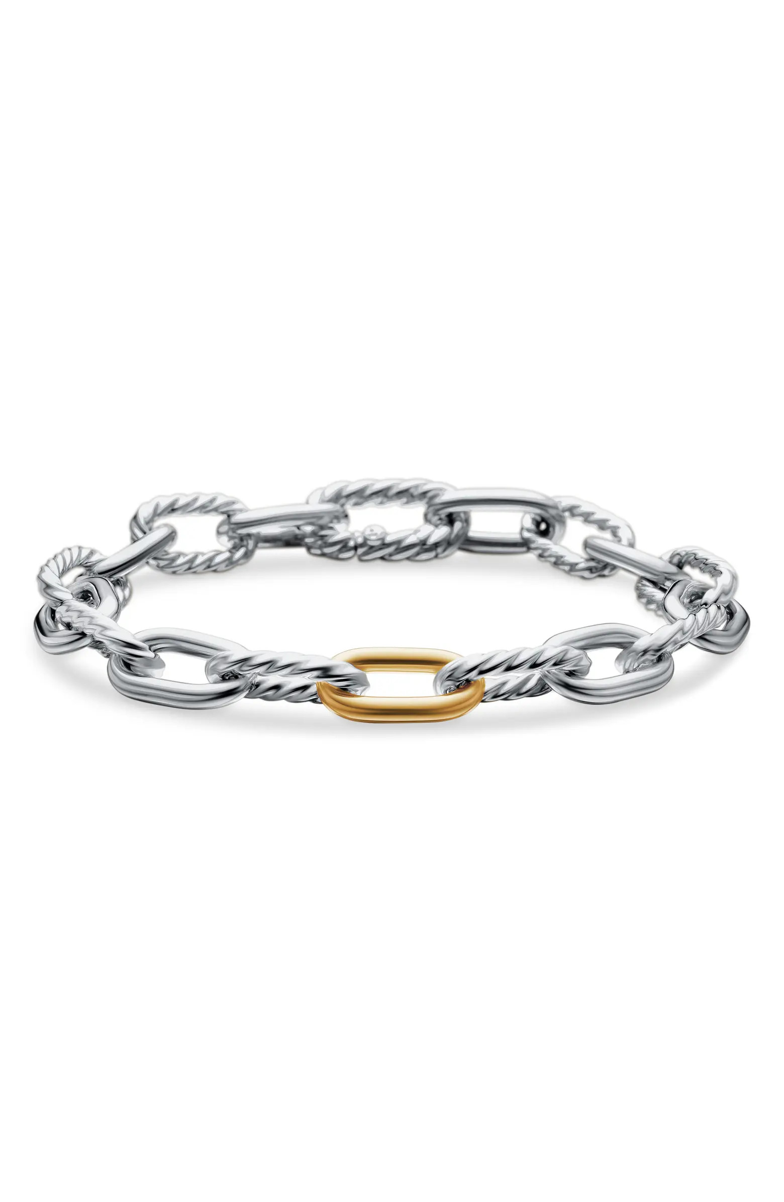 DY Madison Chain in Sterling Silver with 18K Gold Bracelet, 8.5mm | Nordstrom