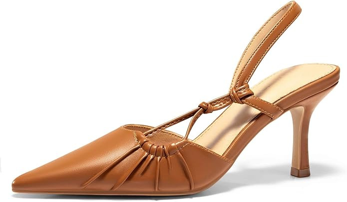 Coutgo Womens Slingback Kitten Heels Closed Pointed Toe Pumps D'Orsay Wedding Party Dress Shoes | Amazon (US)