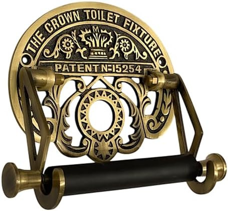STYLENT Decor Brass Wall Mount Toilet Paper Holder 7.25" Wide Vintage Crown Style Solid Easy Inst... | Amazon (US)
