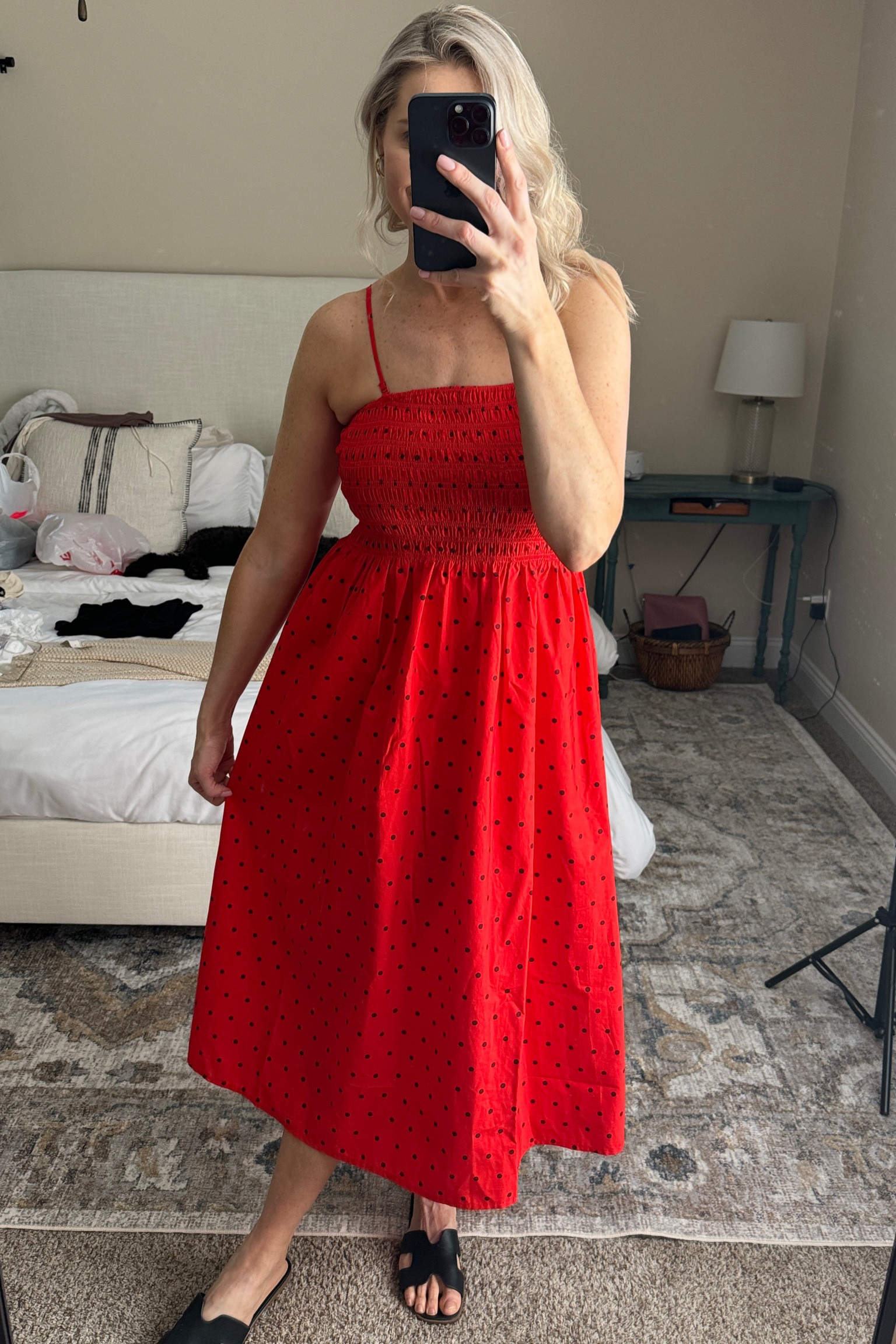 Red dress with black polka dots, black sandals, spring dress, spring fashion

#LTKshoecrush #LTKfindsunder50 #LTKxTarget