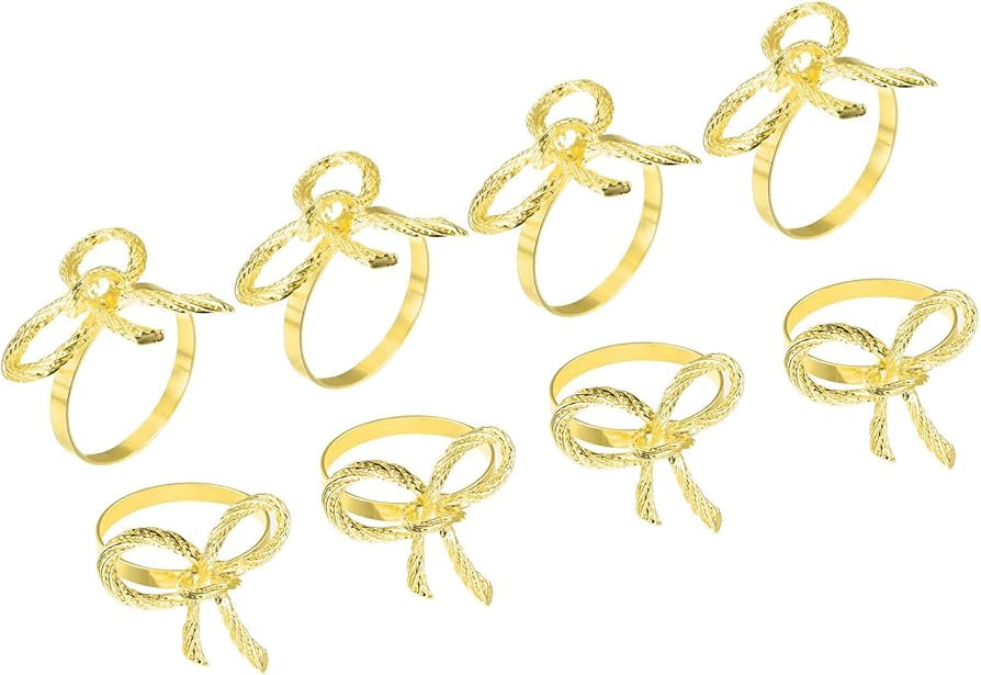 uxcell Metal Napkin Rings Set of 8, Bow-Knot Napkin Ring Holder Buckle for Dining Table Decoratio... | Amazon (US)