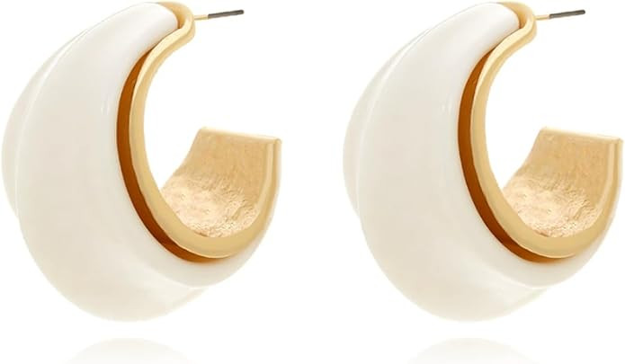 3.6 * 2.5cm Resin Alloy Irregular Metal Double Layer Retro Earrings For Women | Amazon (US)