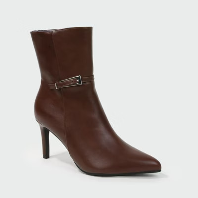 Berness Women's Kairi Buckle Detail Ankle Boots Brown 11 | Target