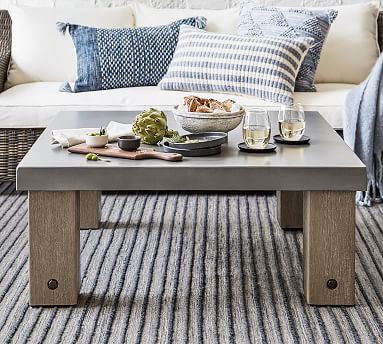 Abbott Concrete &amp; Acacia Square Outdoor Coffee Table (40") | Pottery Barn (US)