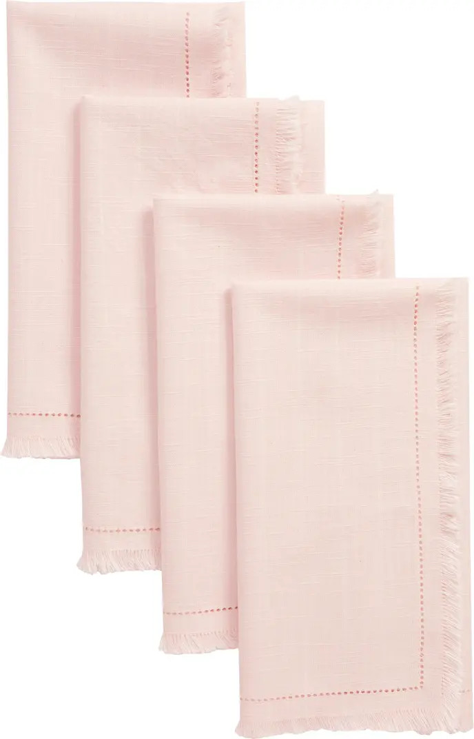 Rachel Parcell Set of 4 Frayed Stripe Cotton Napkins | Nordstrom | Nordstrom