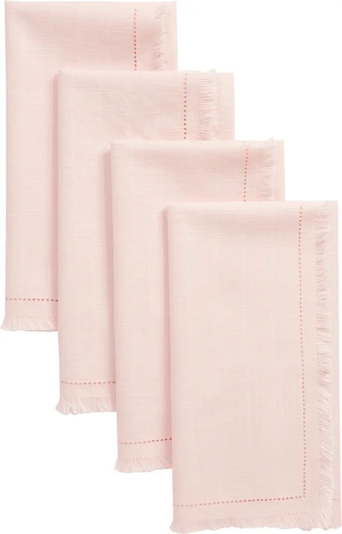 Rachel Parcell Set of 4 Frayed Stripe Cotton Napkins | Nordstrom | Nordstrom