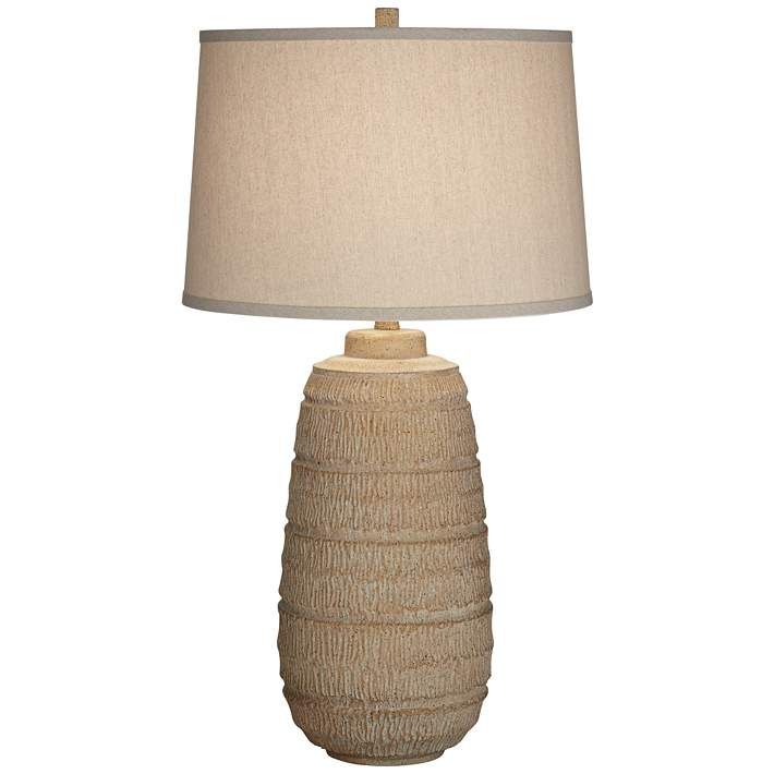 360 Lighting Maya 31" High Oatmeal Fabric Shade Faux Wood Table Lamp - #855Y6 | Lamps Plus | Lamps Plus