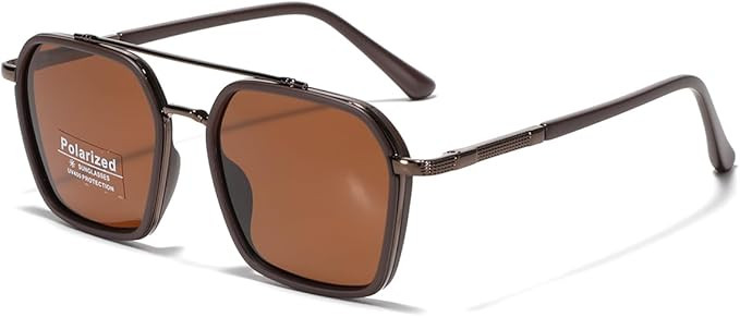 Metal Square Frame Sunglasses Big Tr90 Double Bridge Polarized Sun Glasses TAC Lens Unisex Glasse... | Amazon (US)