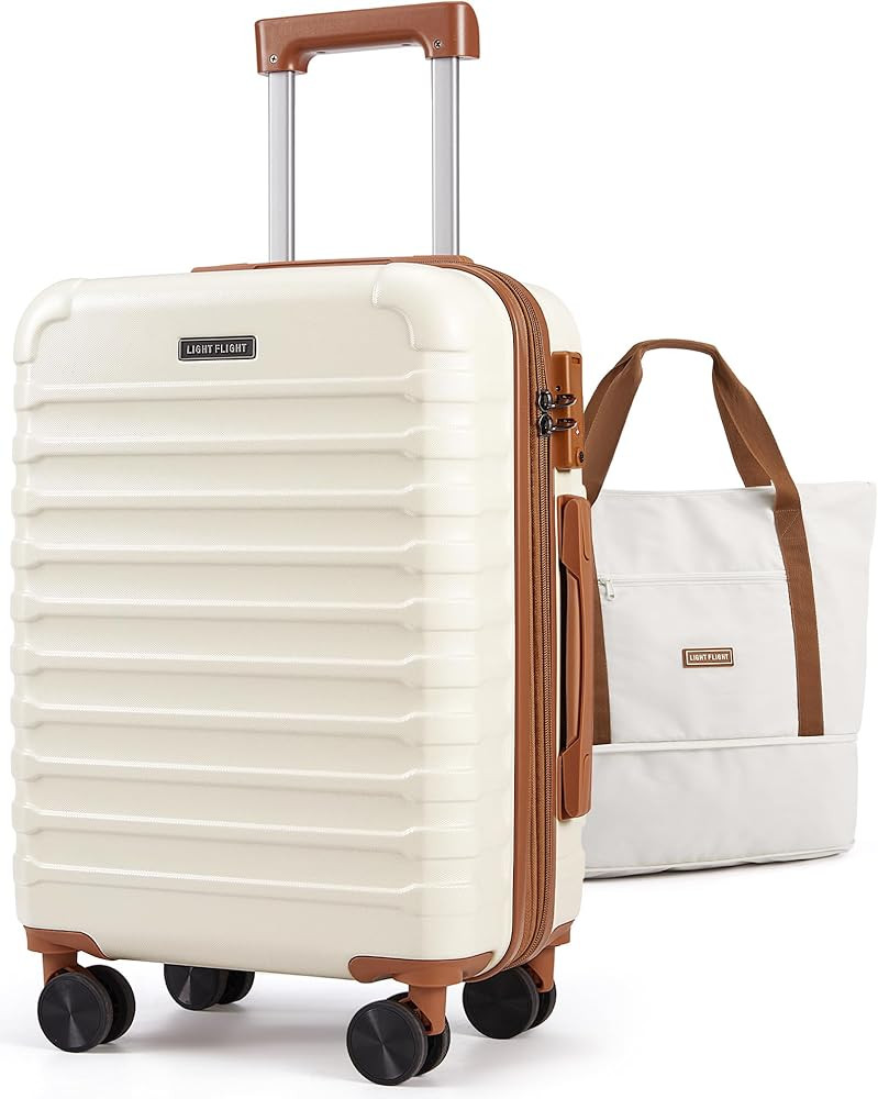 LIGHT FLIGHT Luggage Sets, Carry On Luggage 22x14x9 Airline Approved, Carry On Travel Bag Suitcas... | Amazon (US)