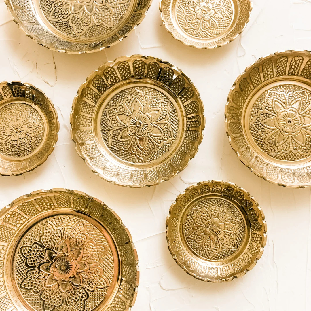 Gold Etched Nesting Bowls for Rings Flat Lays for Photographers Wedding Details | Etsy (US)
