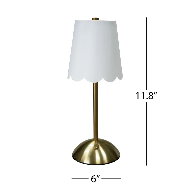 Home Decor Collection Cordless Rechargeable 11.9" Brass Table Lamp with Dimmable 3 Option Lights | Walmart (US)