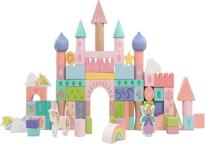 Cheetoys Fairytale Kingdom Color Wooden Building Blocks Castle with Unicorn and Fairy Gift for Gi... | Amazon (US)
