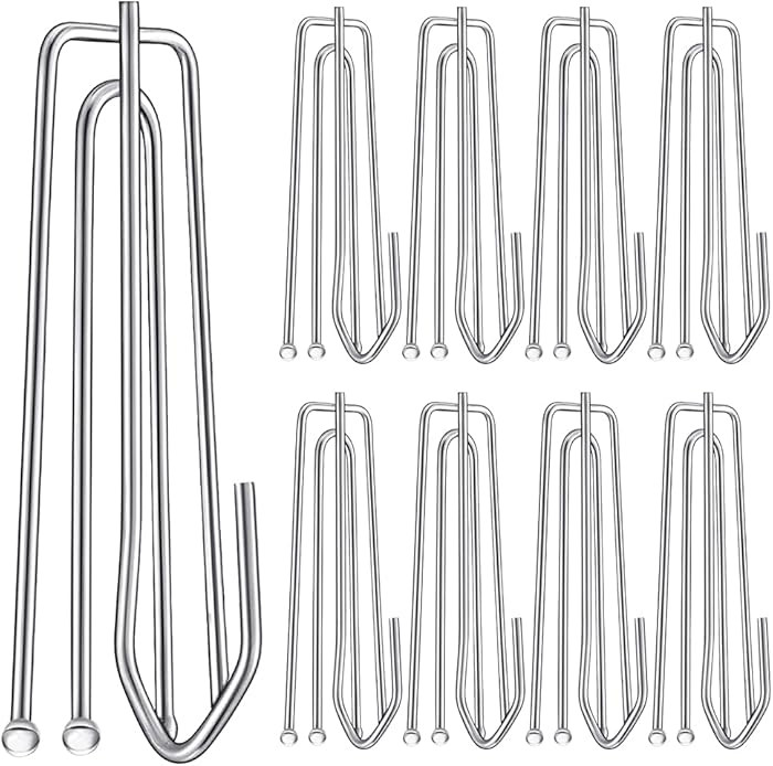 60PCS Stainless Steel Drapery Hook and Pin for Pleated Drapes 4 Prongs Pinch Pleat Clips Traverse... | Amazon (US)