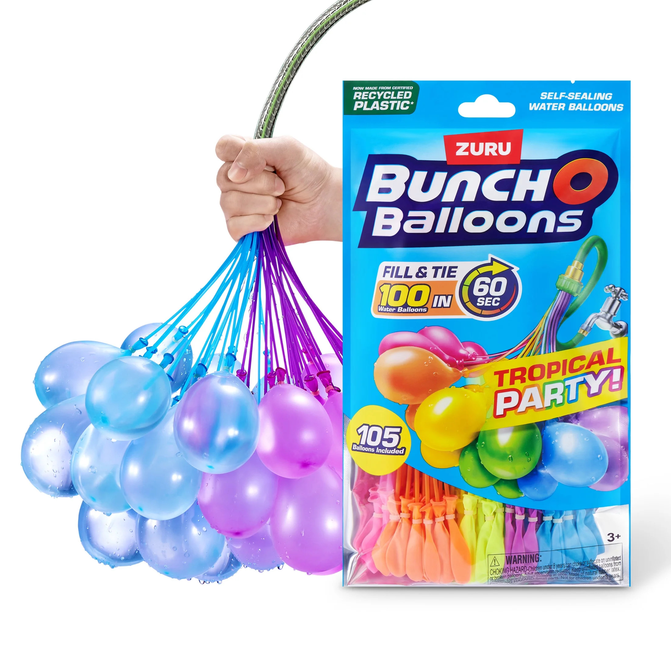 Bunch O Balloons Tropical Party 100+ Rapid-Filling Self-Sealing Water Balloons (3 pack) for Kids,... | Walmart (US)