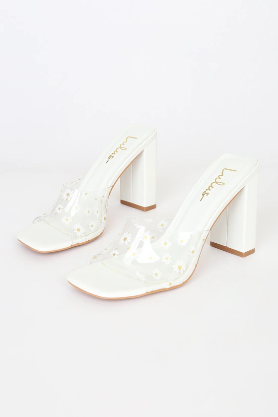 Viona White Floral Print High Heel Sandals | Lulus (US)