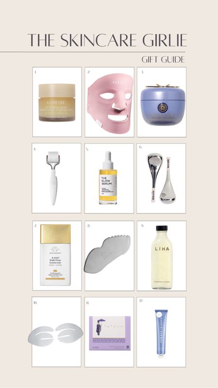 Skincare Gift Guide:
Tatcha, drunk elephant , lip oil, Clarins lip oil, laneige , face oil, gua sha, Face mask, Lina, face gym, cowshed , space nk

#LTKbeauty #LTKeurope #LTKGiftGuide