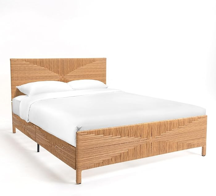 Brafab Boho Queen Rattan Bed Frame with Headboard and Footboard, Hand Woven PE Wicker Bed, Mid Ce... | Amazon (US)