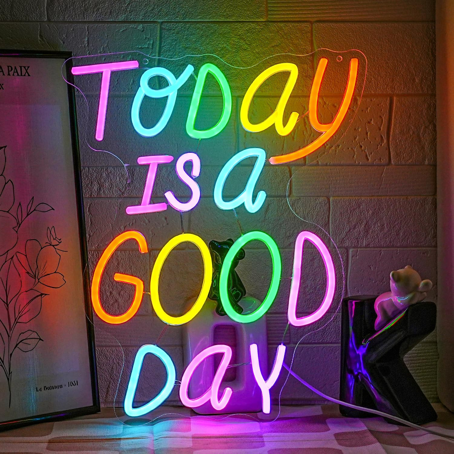 Today is a Good Day Neon Sign Letter Neon Light Colorful Words Neon Light Sign Motivation LED Lig... | Amazon (US)