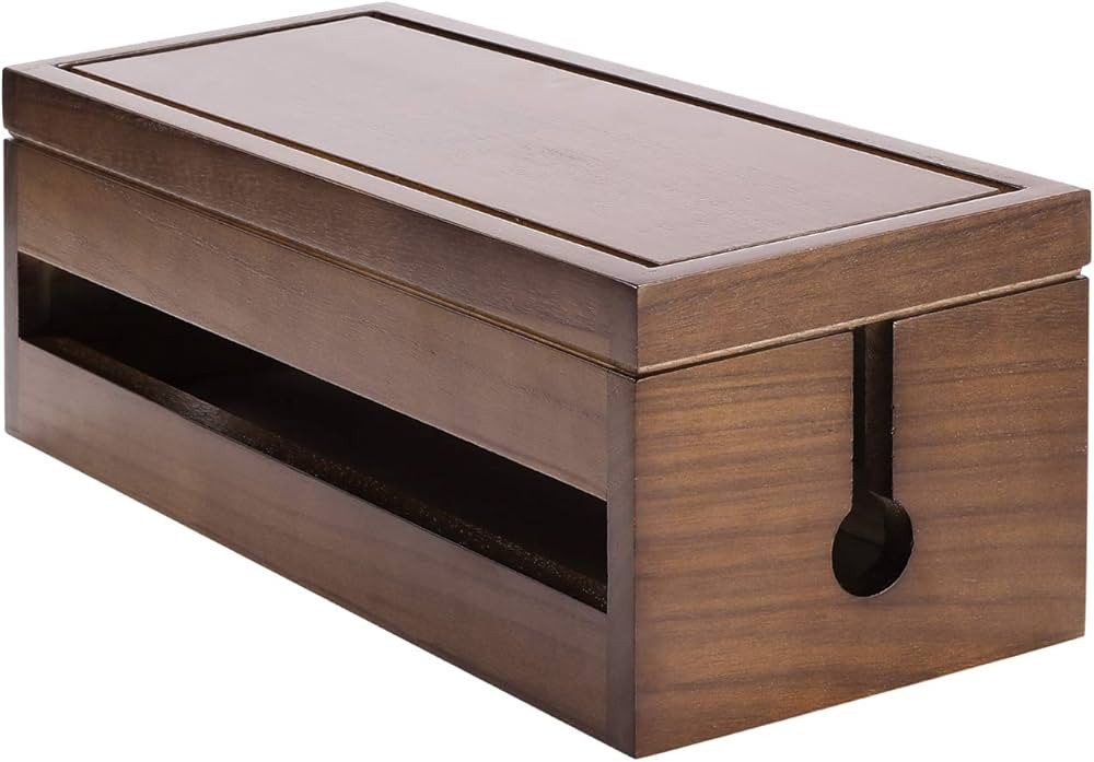 Changsuo Cable Management Box Wooden Cord Organizer Box for Extension Cord Power Stripe Surge Pro... | Amazon (US)