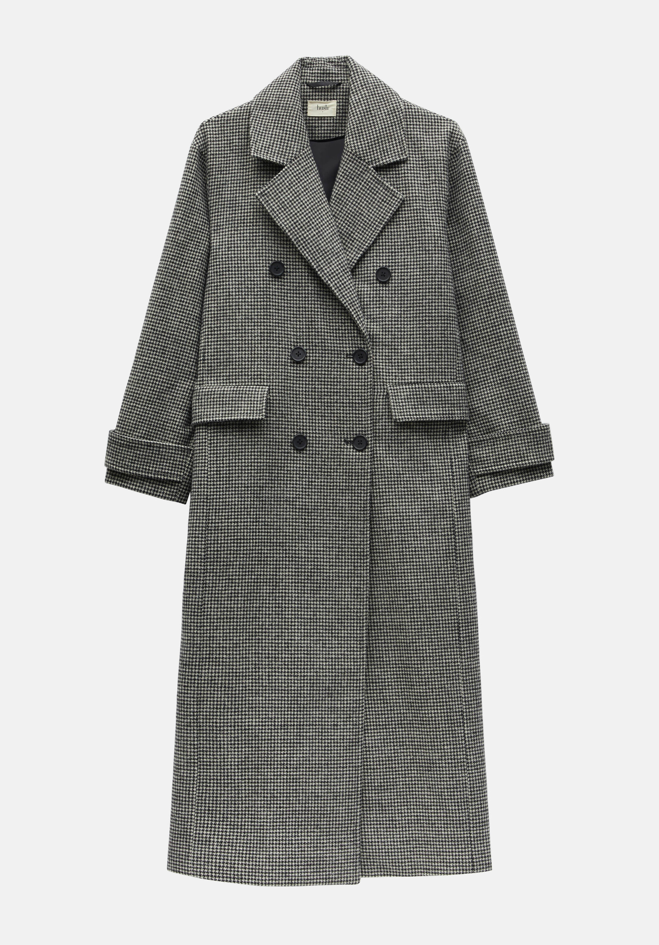 Rose Check Double Breasted Wool Blend Coat | Hush UK