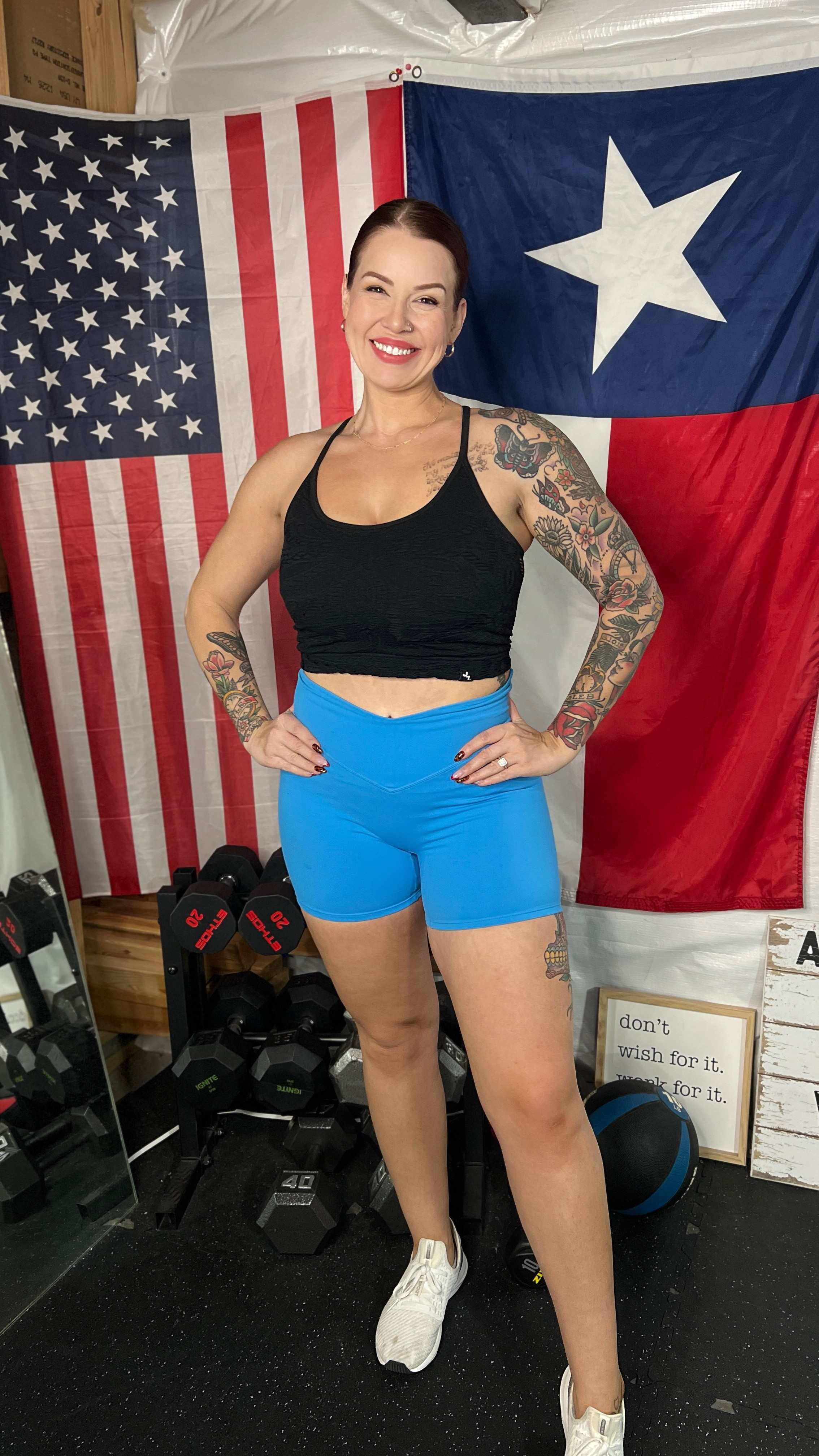 Lace racerback sports bra from Target by Joylab. I can’t link it online, but in store they have black, purple, white and yellow available. (I’m wearing a XL).

V-front gym shorts with good compression 🙌🏻 wearing a XL. These are some of my fave long compression shorts for the gym.

#LTKWatchNow #LTKActive #LTKMidsize
