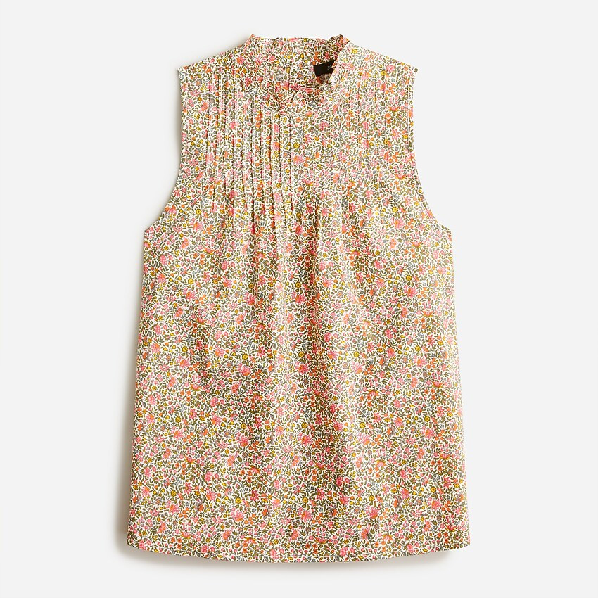 Pintuck cotton poplin top in scattered blooms | J. Crew US