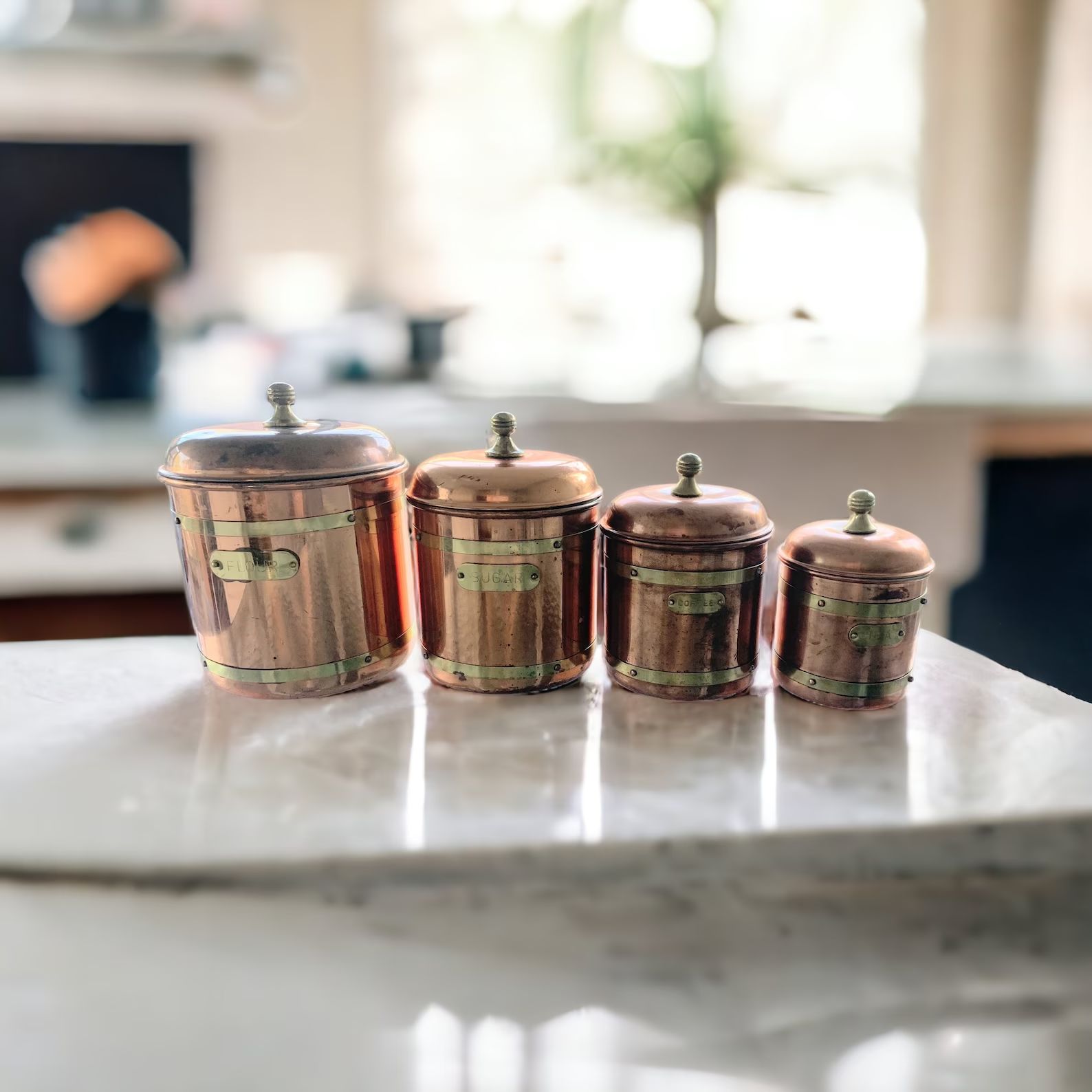 Vintage Copper Canister Set - Etsy | Etsy (US)