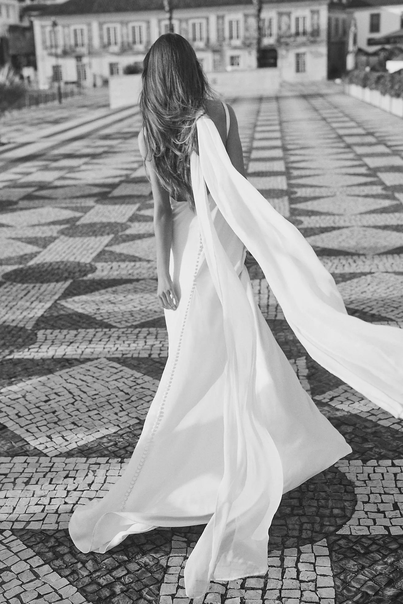 Jenny by Jenny Yoo Mae Cowl-Neck Side-Slit Slip Satin Wedding Gown | Anthropologie (US)
