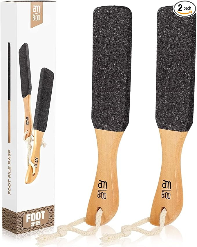 Pumice Stone Foot File (2-Pack), Wooden Handle Foot Scrubber & Callus Remover for Dry, Rough Skin... | Amazon (US)