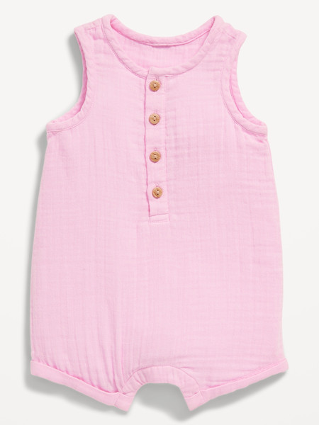 Unisex Sleeveless Henley Romper for Baby | Old Navy (US)