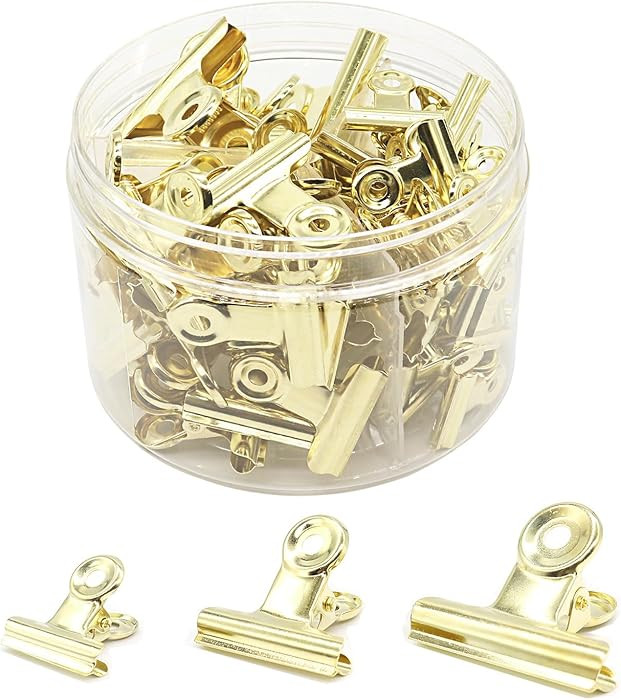 Gold Bulldog Clips, Binder Paper Clips, Samll, Medium, Large, Assorted Sizes Clips for Kitchen, S... | Amazon (US)