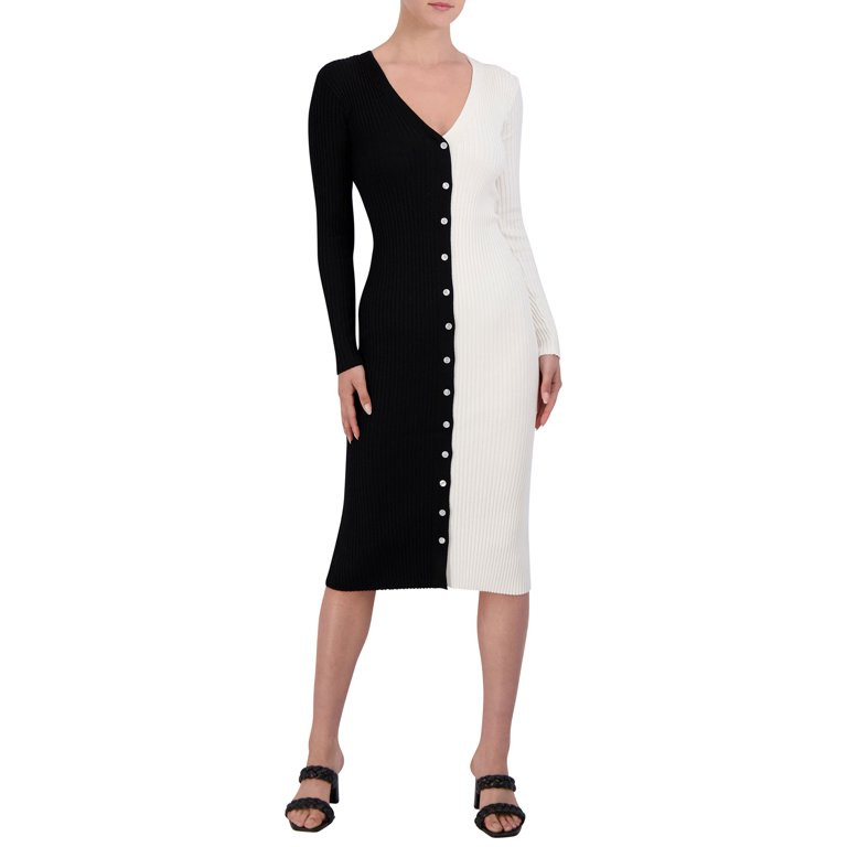 BCBG Paris Women's Smocked Colorblocked Midi Dress - Walmart.com | Walmart (US)