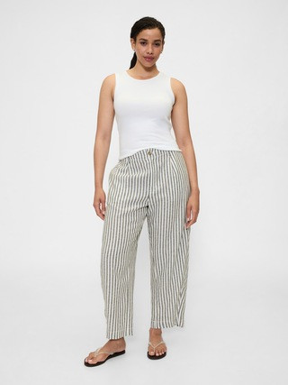 Mid Rise Linen-Blend Barrel Pants | Gap Factory