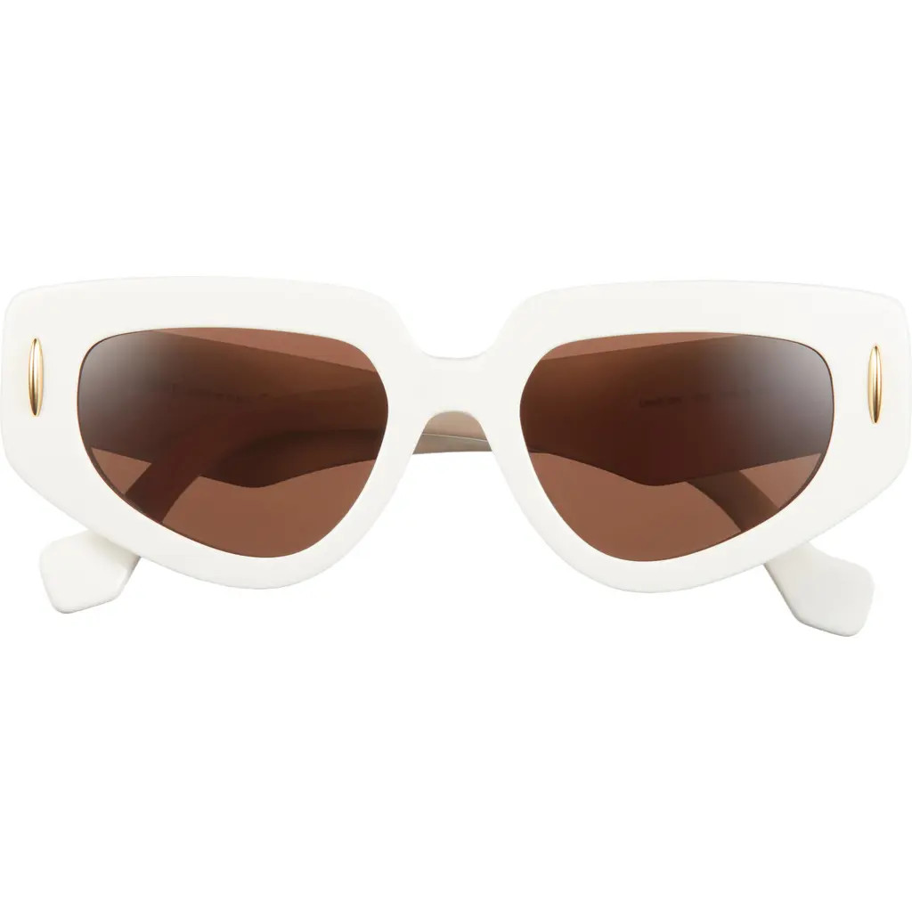 Loewe Anagram 51mm Geometric Sunglasses in Ivory/brown at Nordstrom | Nordstrom