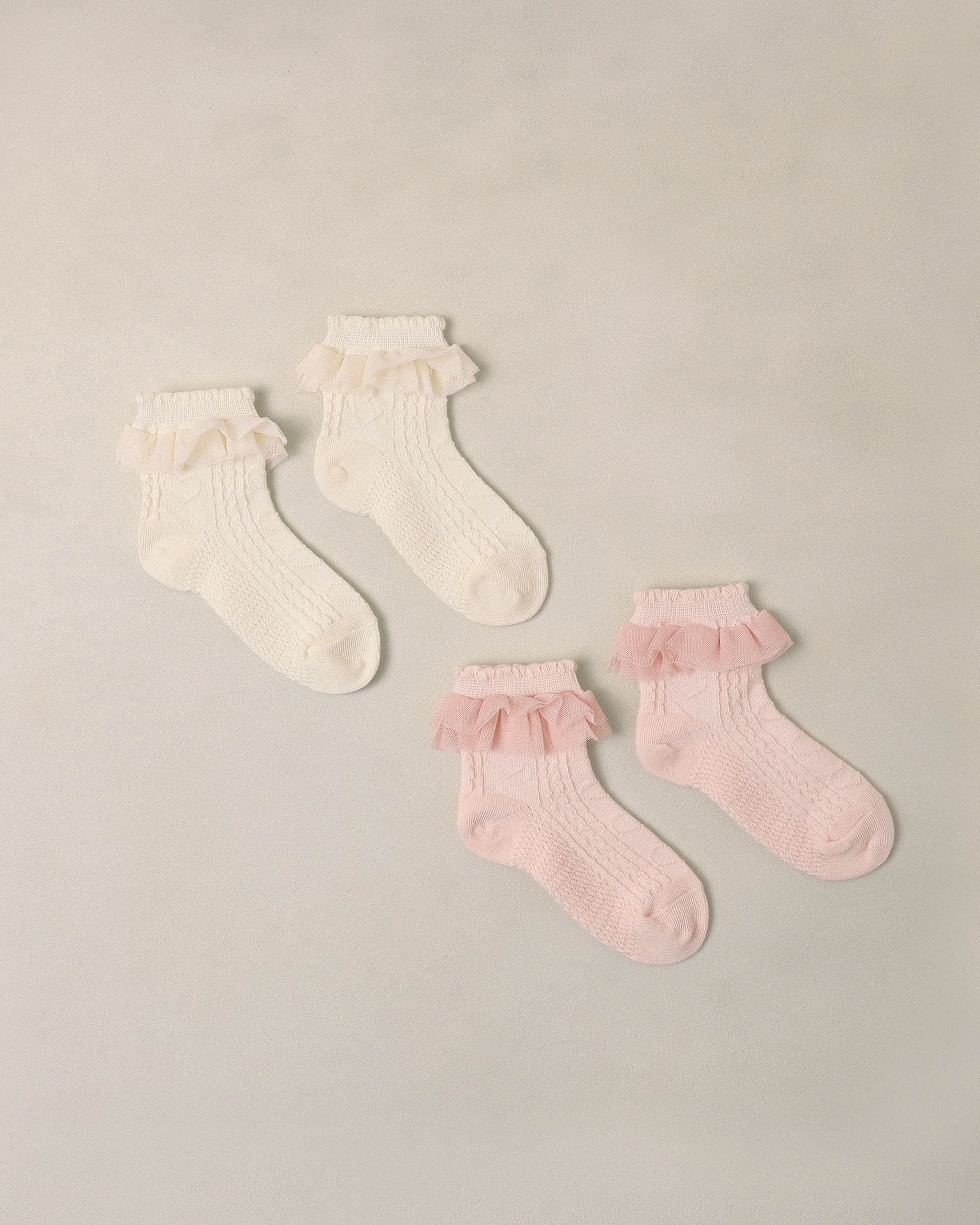 Ruffle Socks Ivory, Blush | Rylee + Cru