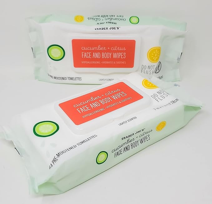 Trader Joe's Cucumber + Citrus Face And Body Wipes - Pack of 2 | Amazon (US)