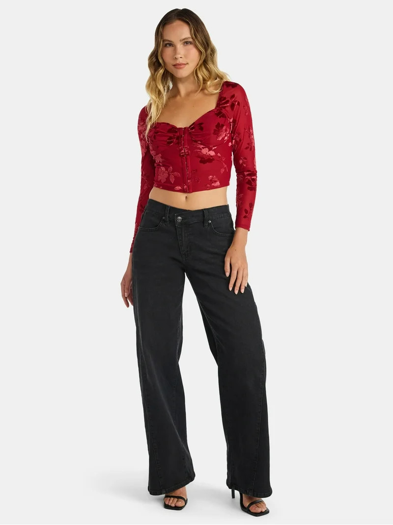 Madden NYC Women's Corset Top with Long Sleeves, Sizes XXS-XXL | Walmart (US)