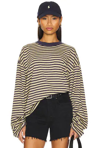 Bloom Long Sleeve Top in Chocolate Sea Stripe | Revolve Clothing (Global)