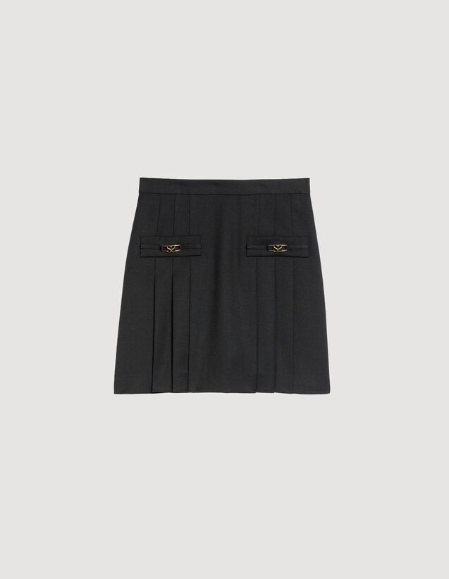 Short skirt with stitched pleats | Sandro-Paris US