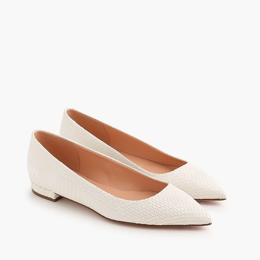 Pointed-toe flats in snakeskin-printed leather | J.Crew US