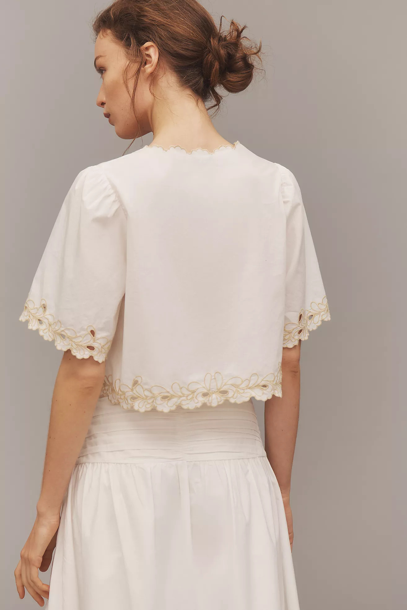 Rails Cataluna Short-Sleeve Embroidered Cropped Top | Anthropologie (US)