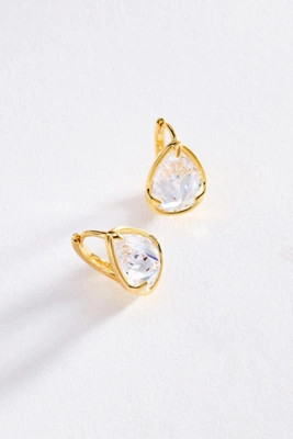 Pear-Cut Honey Crystal Hoop Earrings | Anthropologie (US)