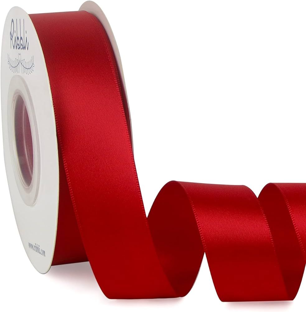 Ribbli Double Faced Red Satin Ribbon,1” x Continuous 25 Yards,Fabric Ribbon Use for Bows Bouque... | Amazon (US)