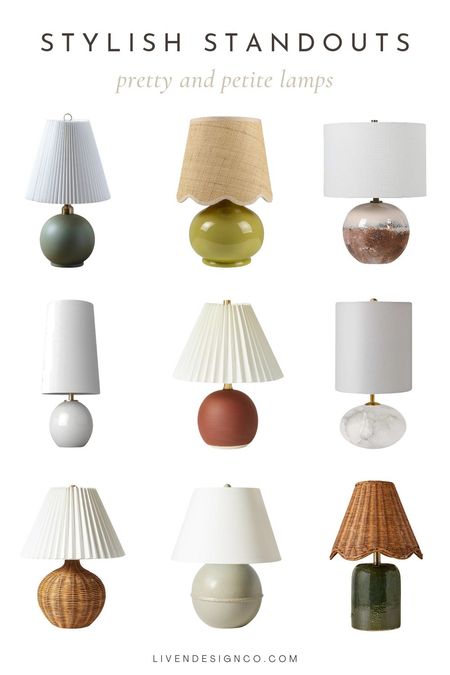 Pretty petite table lamp. Colored lamp. Scalloped lamp shade. Woven lamp shade. Ceramic lamp. Ball lamp. Mini lamp. Pleated lamp shade. Stone lamp. 

#LTKSeasonal #LTKHome #LTKSaleAlert
