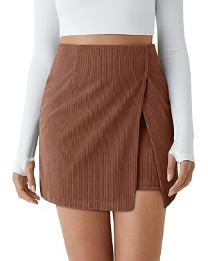 Cicy Bell Womens Corduroy Mini Skirt Casual High Waisted Side Slit A-line Bodycon Work Pencil Ski... | Amazon (US)