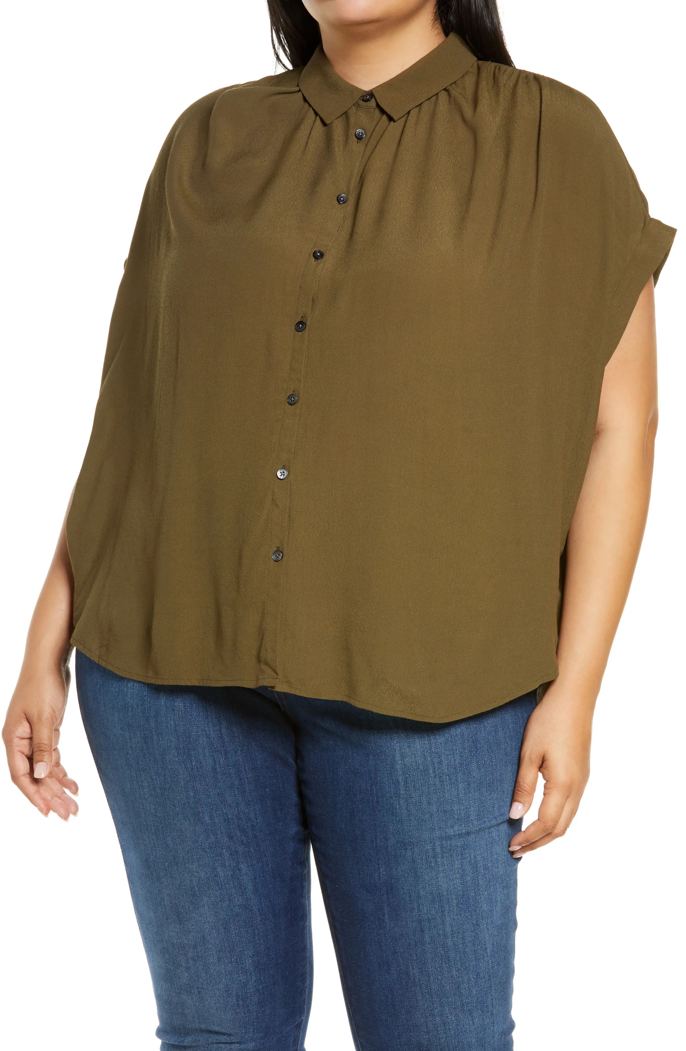 Plus Size Women's Madewell Central Drapey Shirt, Size 2X - Green | Nordstrom