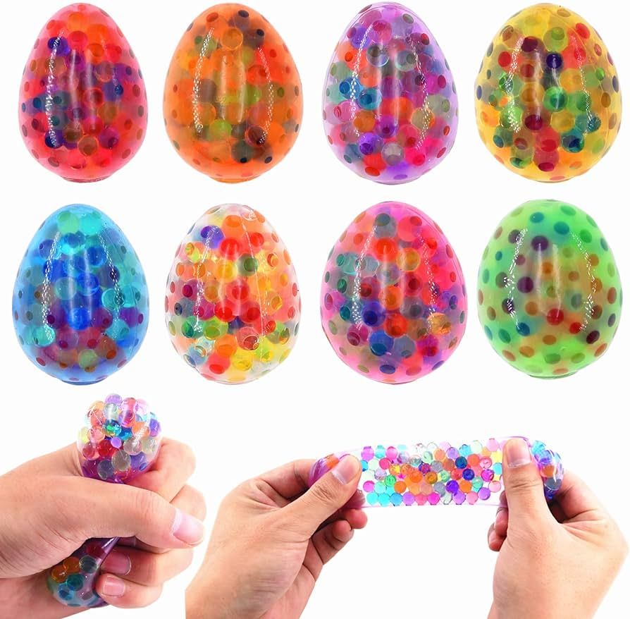 8 Pack Easter Eggs Stress Balls Fidget Toys, 8 Colors Squishy Squeeze Ball Toys, Easter Basket St... | Amazon (US)