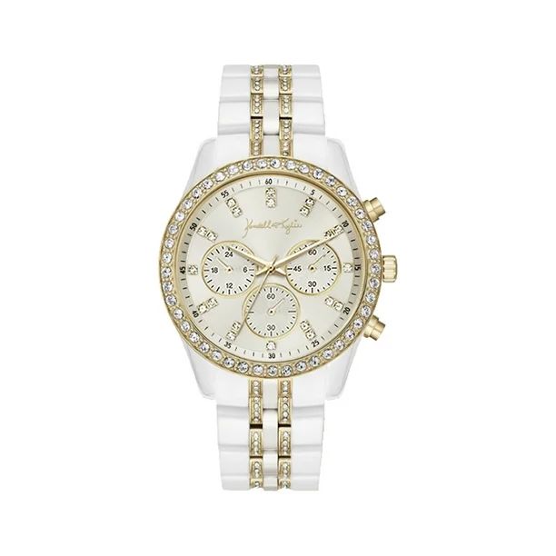 Kendall + Kylie Watch: White Link Mock-Chronograph with Gold Toned Metal and Crystal Accents | Walmart (US)