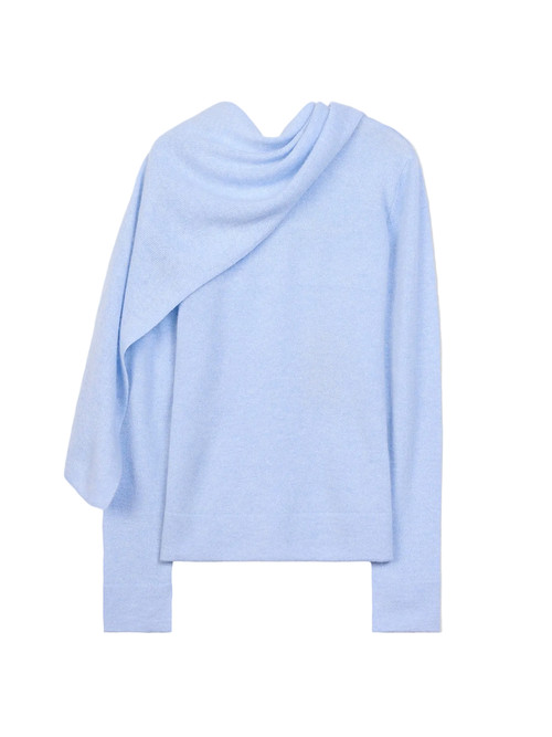 Gobi Cashmere Cashmere Sweater with Draped Scarf in Light-Blue at Nordstrom, Size Medium | Nordstrom